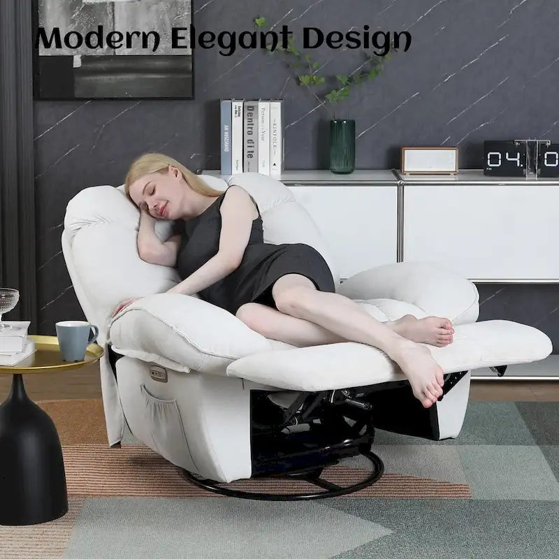Fauteuil inclinable électrique rotatif, fauteuil à bascule massant avec fonction chauffante