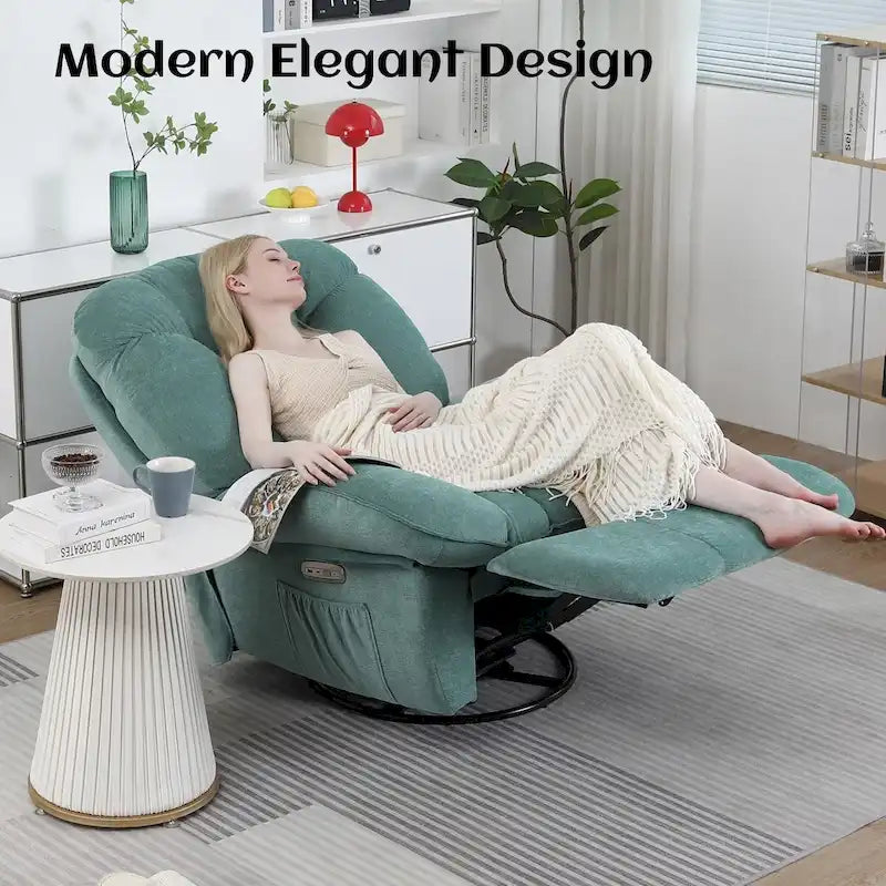 Fauteuil inclinable électrique rotatif, fauteuil à bascule massant avec fonction chauffante