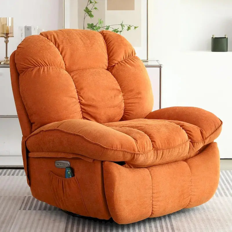 Fauteuil inclinable électrique rotatif, fauteuil à bascule massant avec fonction chauffante