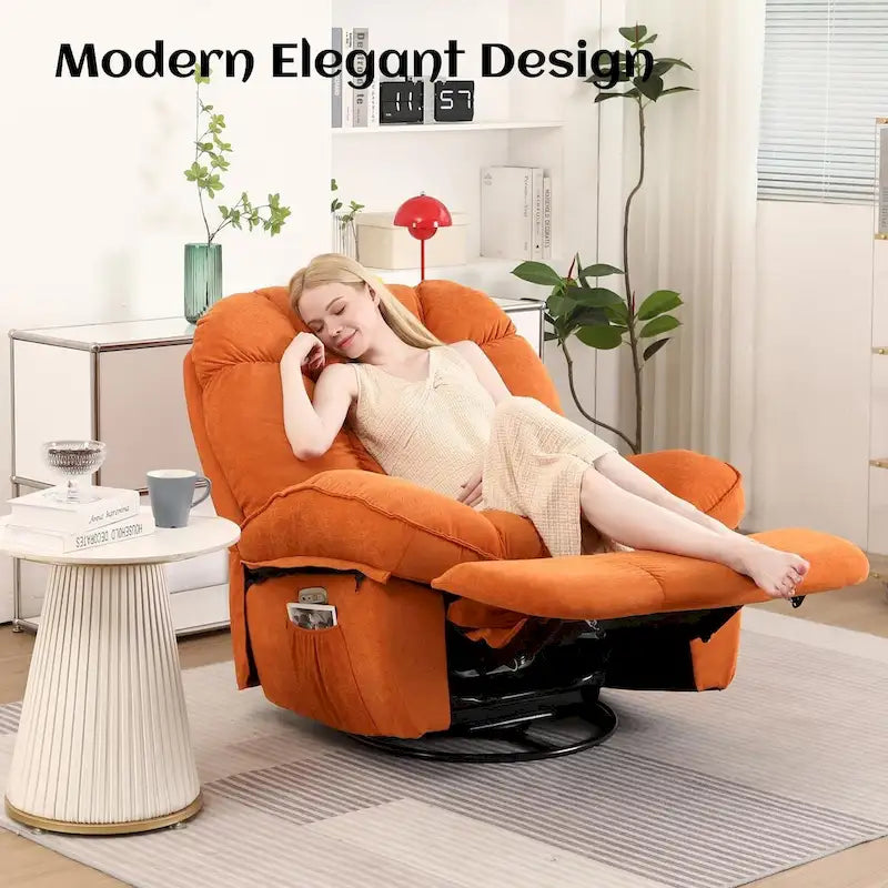 Fauteuil inclinable électrique rotatif, fauteuil à bascule massant avec fonction chauffante