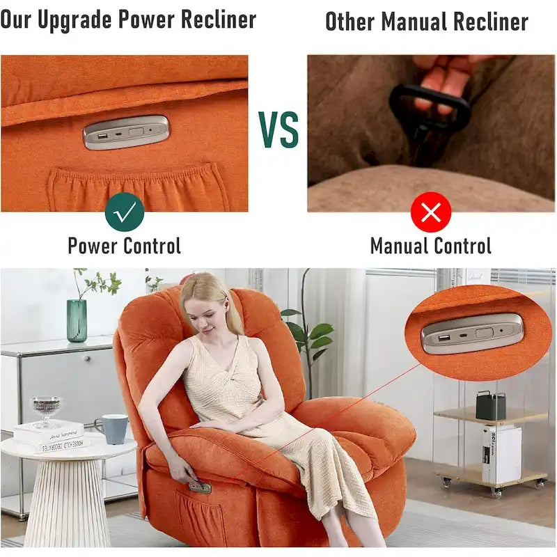 Fauteuil inclinable électrique rotatif, fauteuil à bascule massant avec fonction chauffante