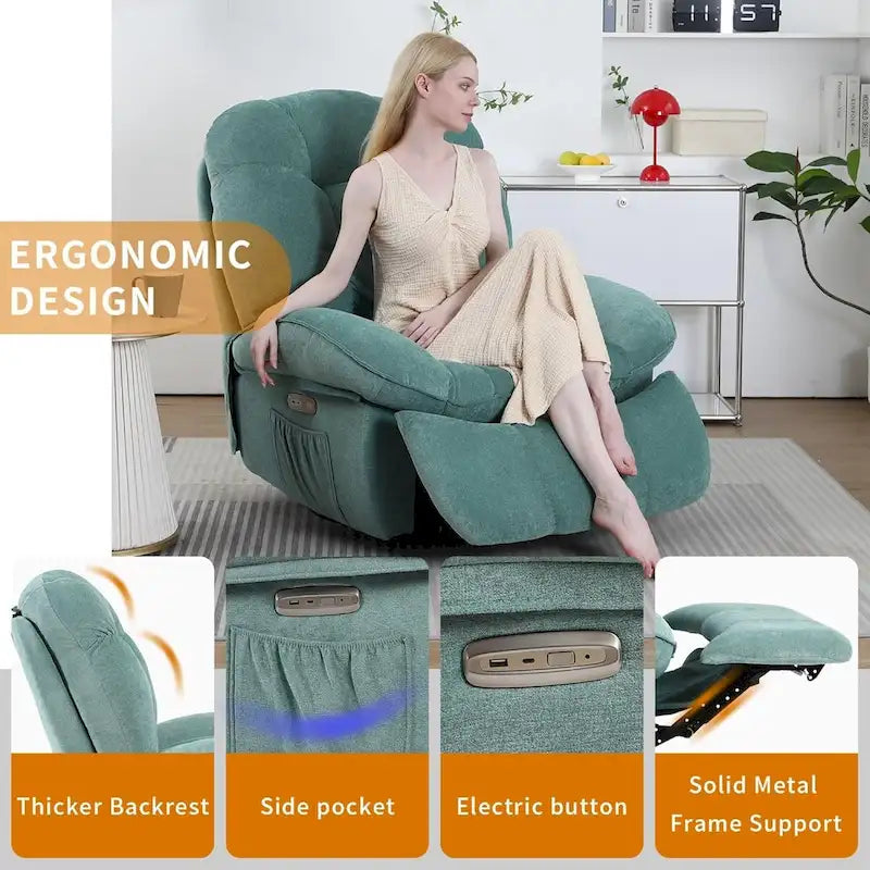 Fauteuil inclinable électrique rotatif, fauteuil à bascule massant avec fonction chauffante