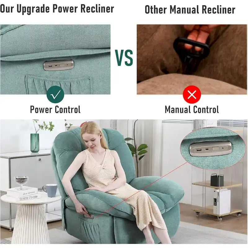 Fauteuil inclinable électrique rotatif, fauteuil à bascule massant avec fonction chauffante