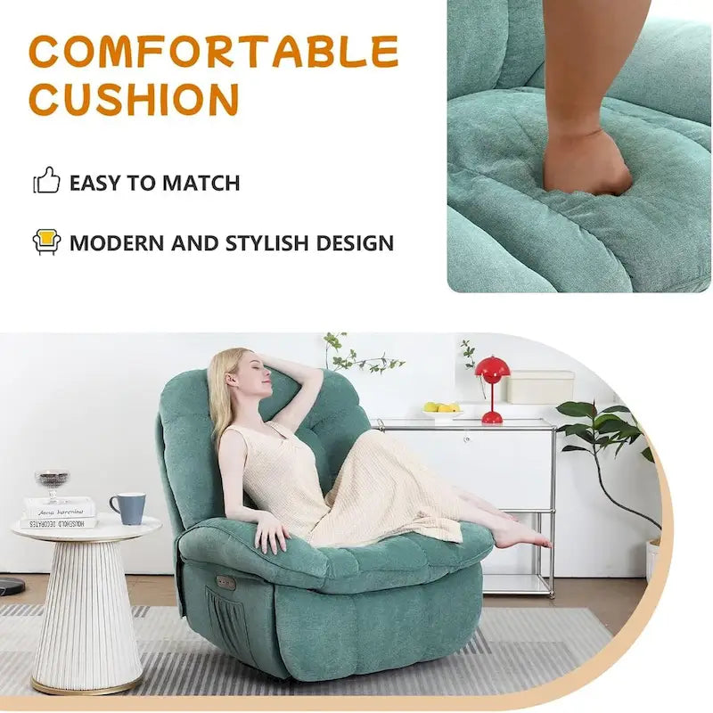 Fauteuil inclinable électrique rotatif, fauteuil à bascule massant avec fonction chauffante