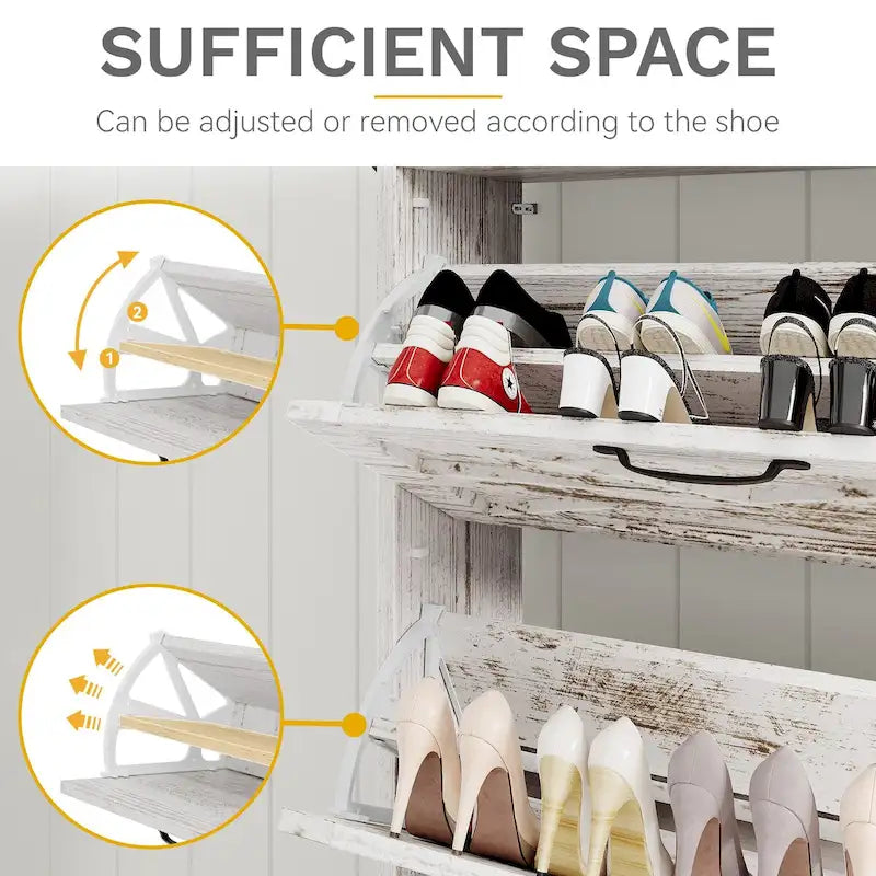 Un meuble à chaussures de style campagnard avec un banc à chaussures