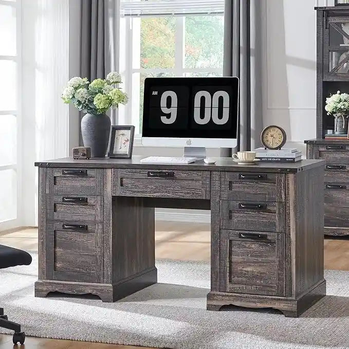 60 Bureau de direction de ferme, bureau à domicile en bois, bureau d'ordinateur