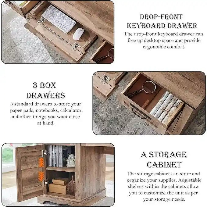 60 Bureau de direction de ferme, bureau à domicile en bois, bureau d'ordinateur