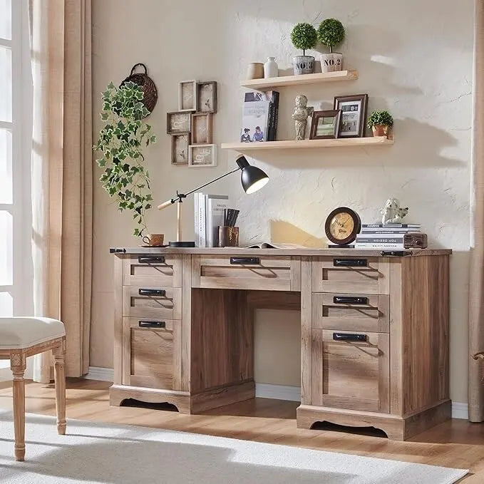 60 Bureau de direction de ferme, bureau à domicile en bois, bureau d'ordinateur