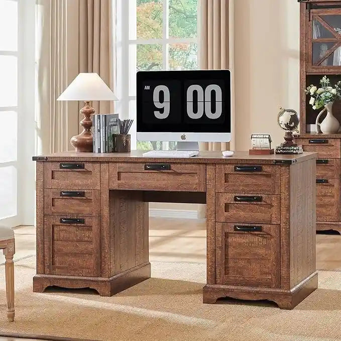60 Bureau de direction de ferme, bureau à domicile en bois, bureau d'ordinateur